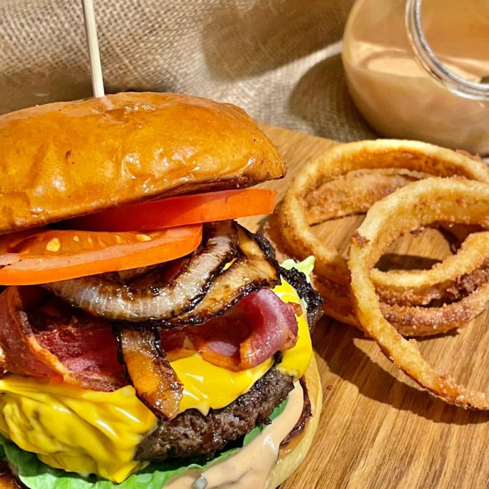Wortley Wagyu Burger and onion rings