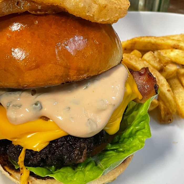 Wortley Wagyu Burger and onion rings